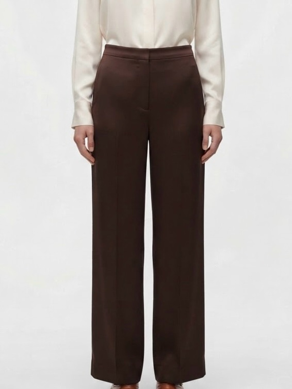 Le Suit Small Brown Long Wide Leg Dress Pants Formal Office